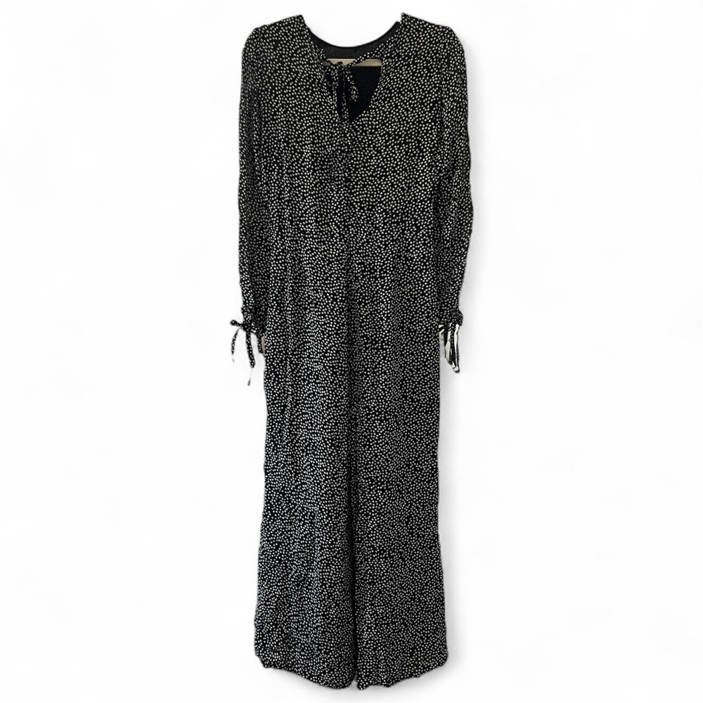 NWT Reformation Black White Floral Long Sleeve Wide Leg Missy Jumpsuit - Picture 3 of 5